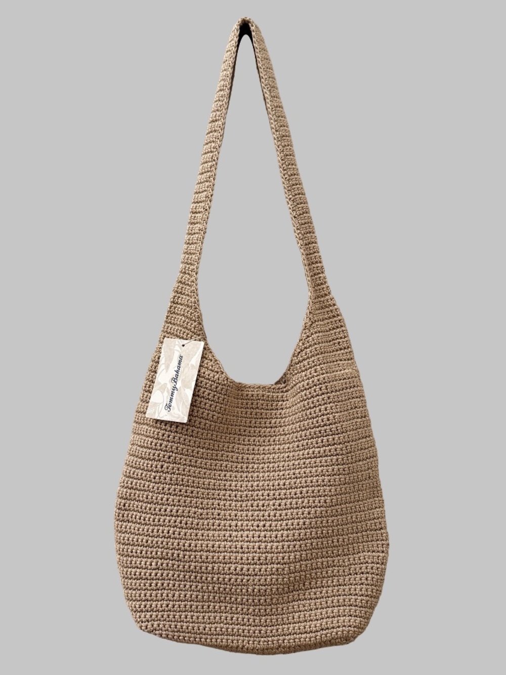 Tommy Bahama Crochet Woven Hobo Shoulder Bag in Beige Tan